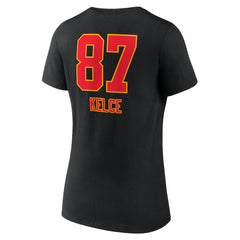 Travis Kelce Kansas City Chiefs Women's Team Wordmark Player Name & Number V-Neck T-Shirt Black - NFL