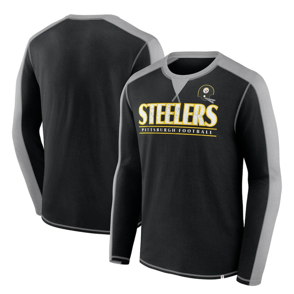 Pittsburgh Steelers Behind the Line Long Sleeve T-Shirt Black/Gray - Fanatics