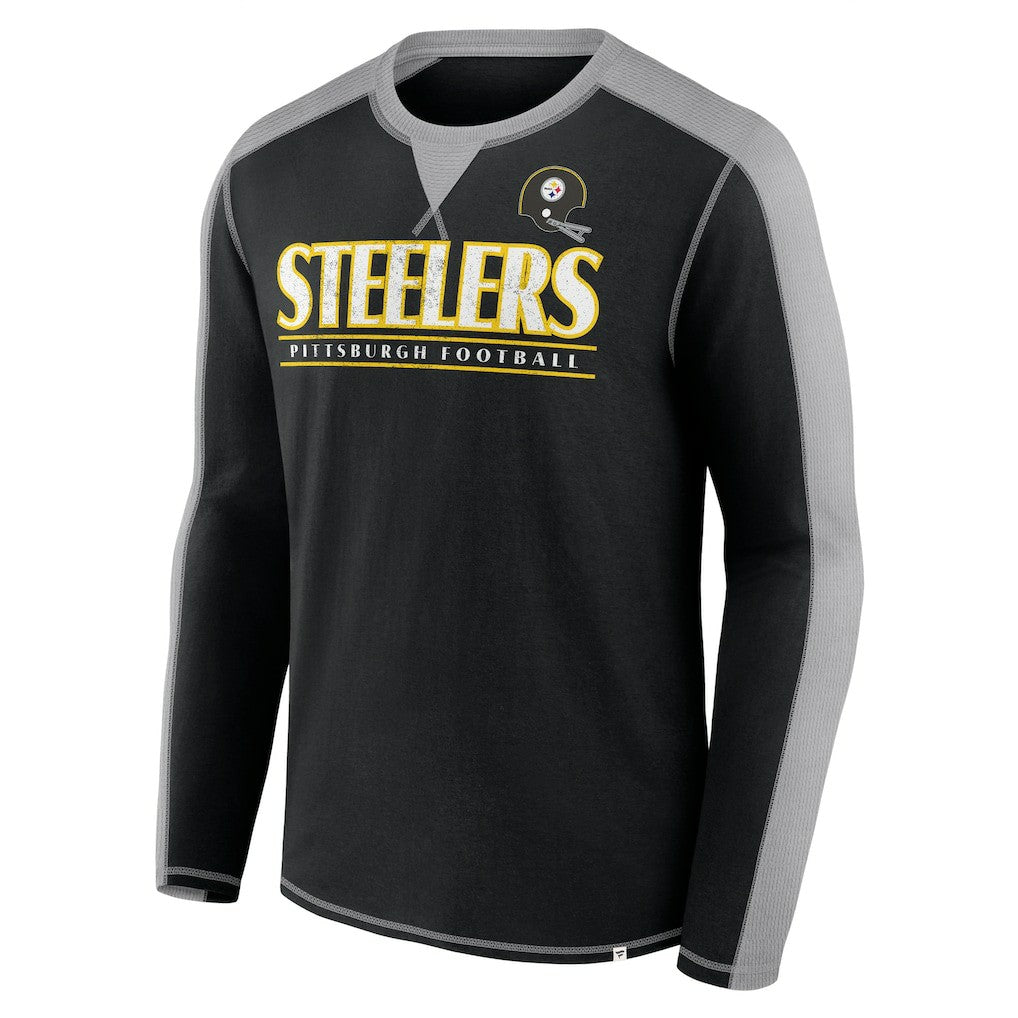 Pittsburgh Steelers Behind the Line Long Sleeve T-Shirt Black/Gray - Fanatics