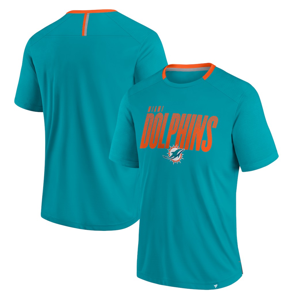 Miami Dolphins Defender Fade Slant T-Shirt Aqua - Fanatics