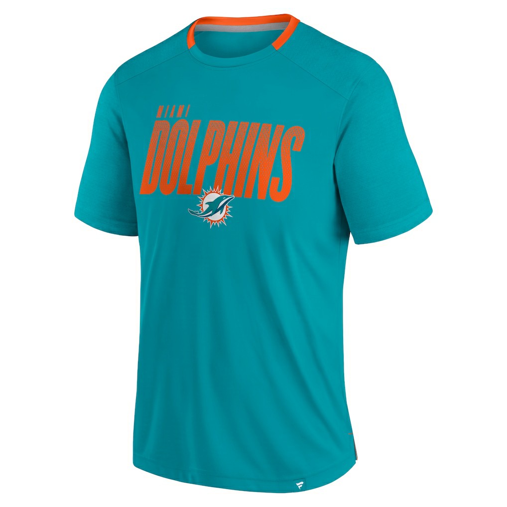 Miami Dolphins Defender Fade Slant T-Shirt Aqua - Fanatics
