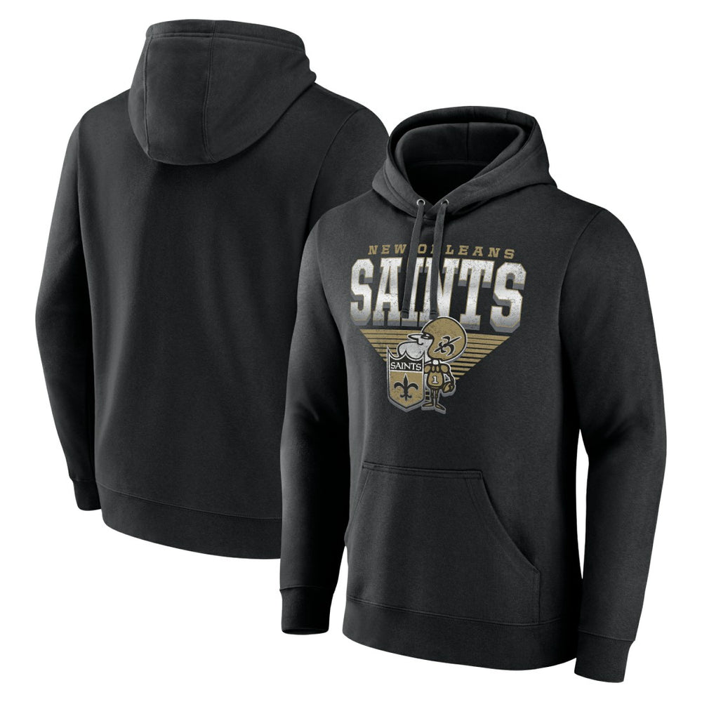 New Orleans Saints Geometric Chrome Pullover Hoodie Black - Fanatics