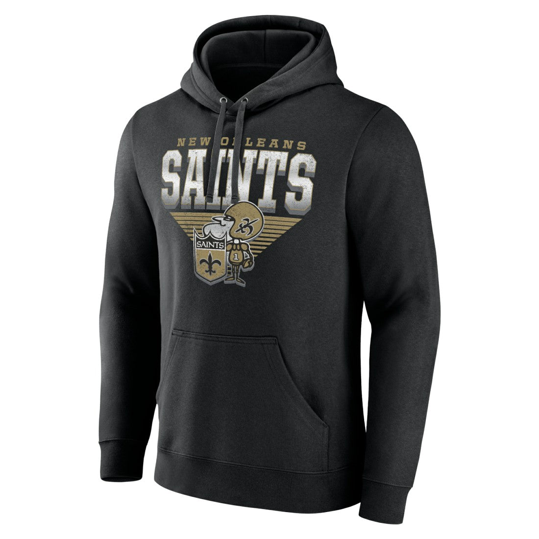 New Orleans Saints Geometric Chrome Pullover Hoodie Black - Fanatics