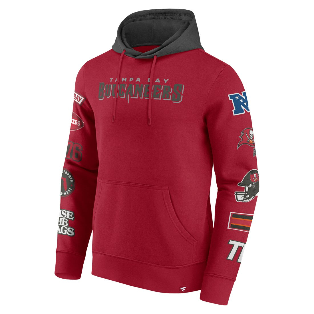 Tampa Bay Buccaneers Patched Out Pullover Hoodie Red/Pewter - Fanatics
