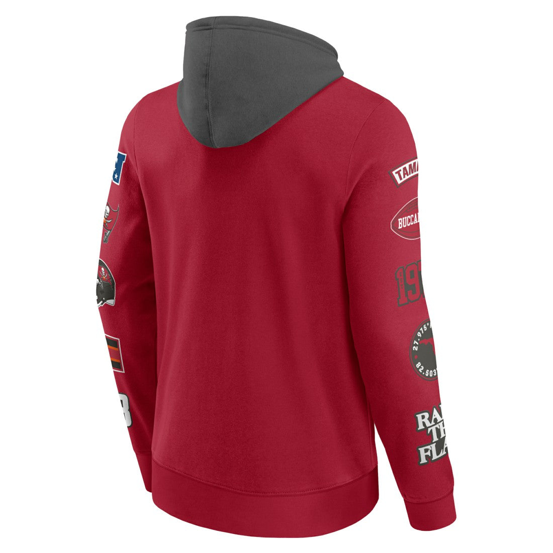 Tampa Bay Buccaneers Patched Out Pullover Hoodie Red/Pewter - Fanatics