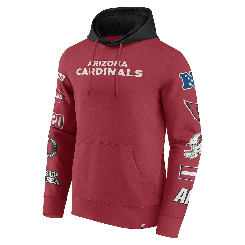 Arizona Cardinals Patched Out Pullover Hoodie Cardinal/Black - Fanatics