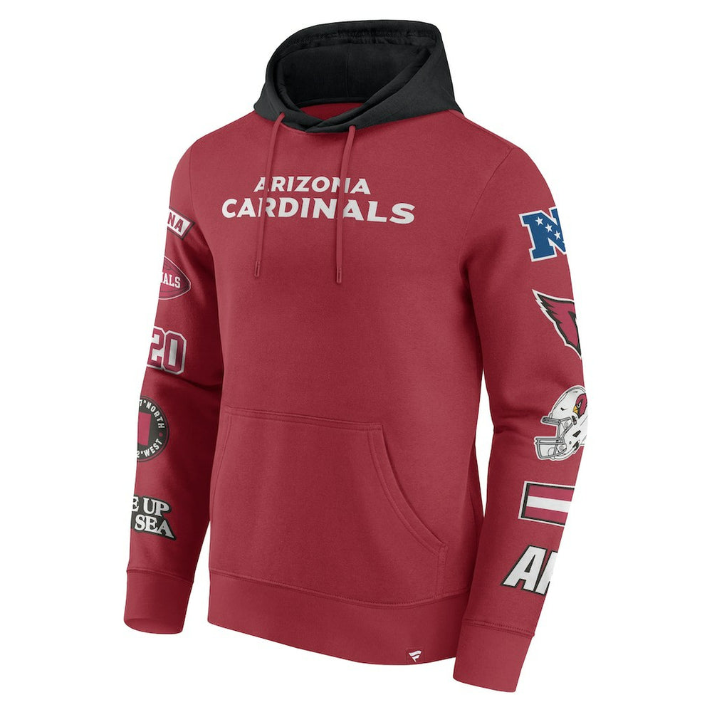 Arizona Cardinals Patched Out Pullover Hoodie Cardinal/Black - Fanatics
