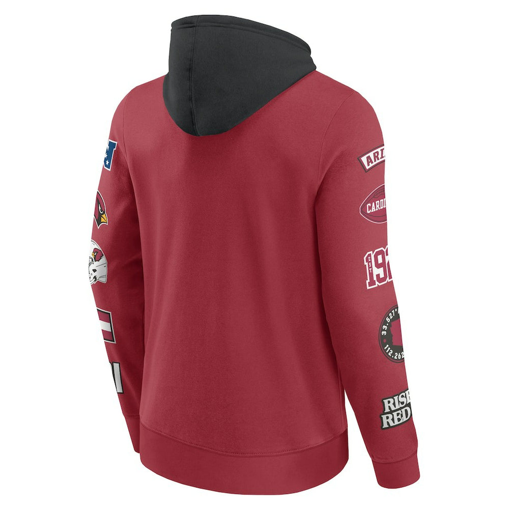 Arizona Cardinals Patched Out Pullover Hoodie Cardinal/Black - Fanatics
