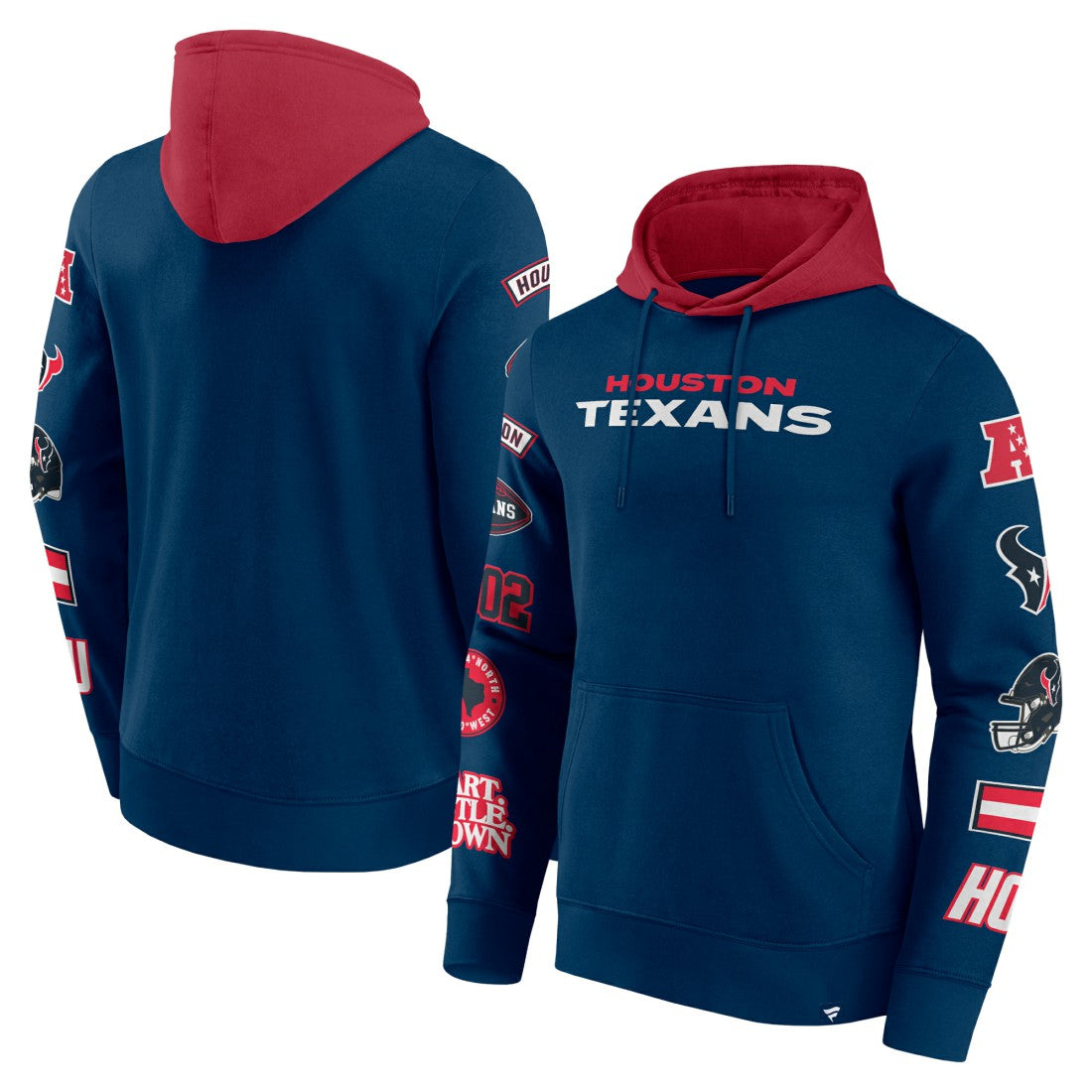 Houston Texans Patched Out Pullover Hoodie Navy/Cardinal - Fanatics