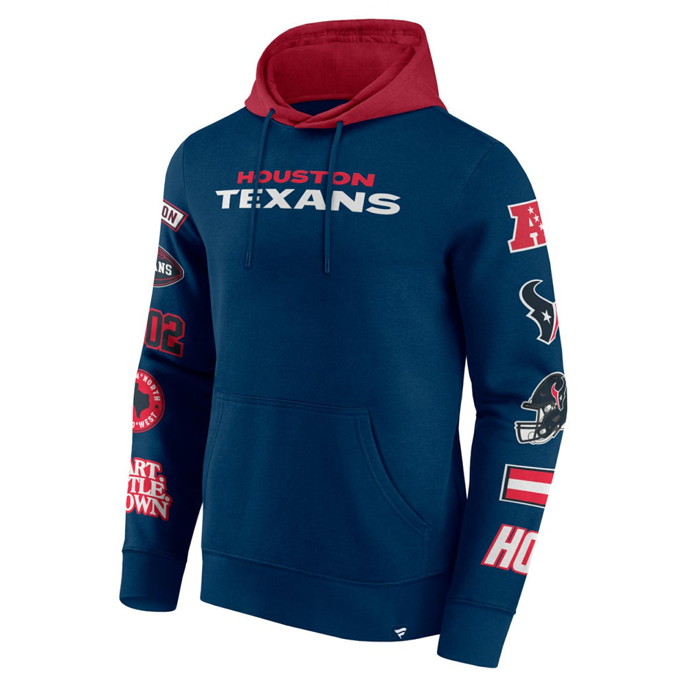 Houston Texans Patched Out Pullover Hoodie Navy/Cardinal - Fanatics
