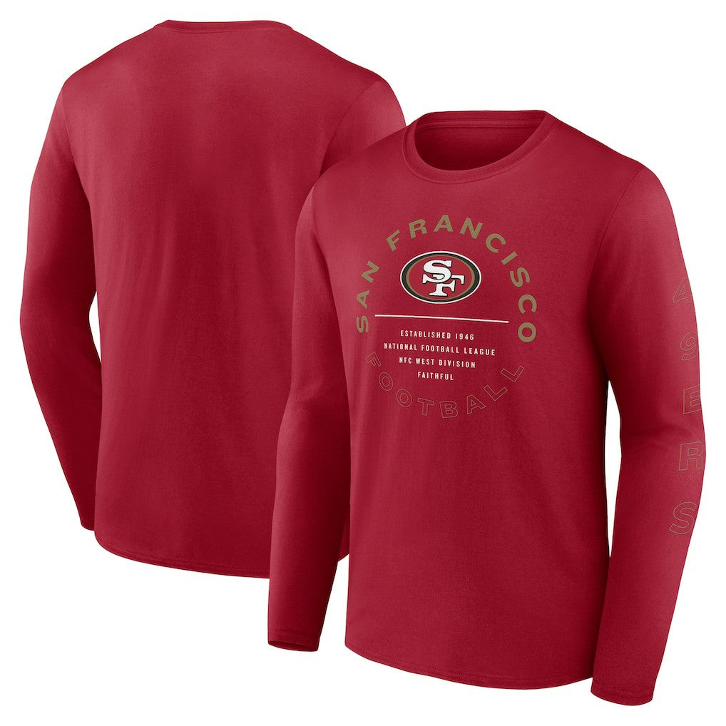 San Francisco 49ers Stat Sheet Long Sleeve T-Shirt Scarlet - Fanatics