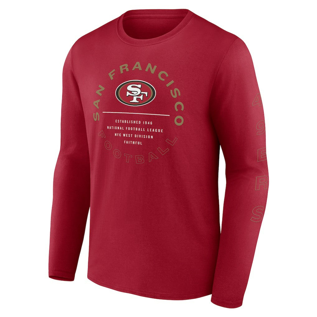 San Francisco 49ers Stat Sheet Long Sleeve T-Shirt Scarlet - Fanatics