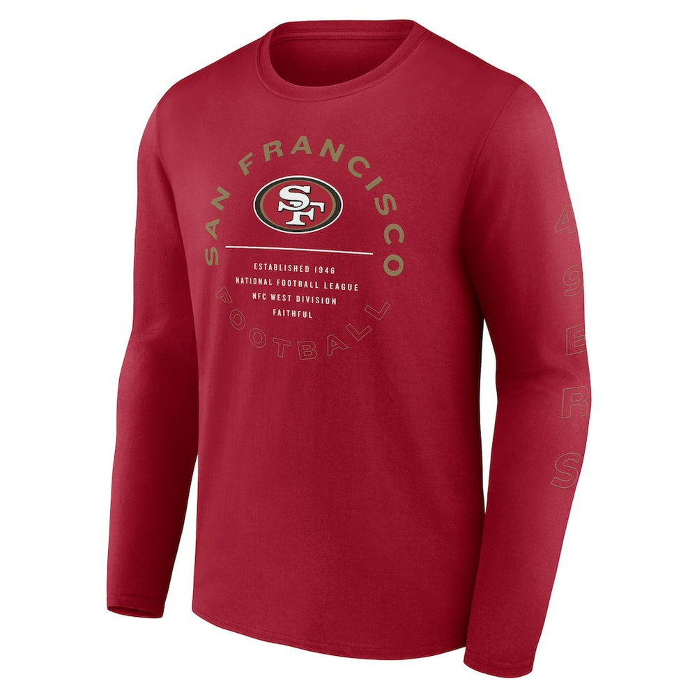 San Francisco 49ers Stat Sheet Long Sleeve T-Shirt Scarlet - Fanatics