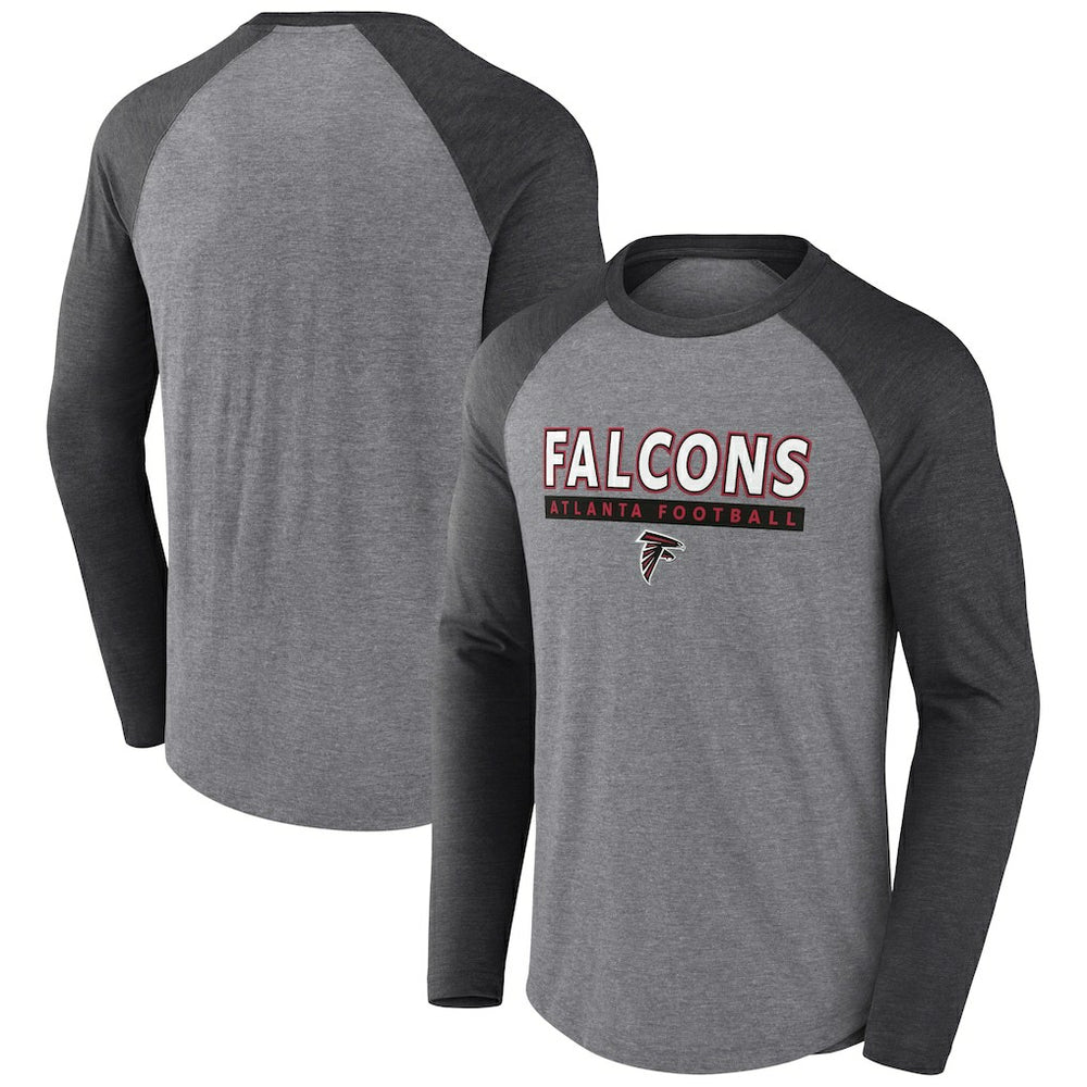 Atlanta Falcons Tri-Blend Raglan Long Sleeve T-Shirt Heather Gray/Charcoal - Fanatics