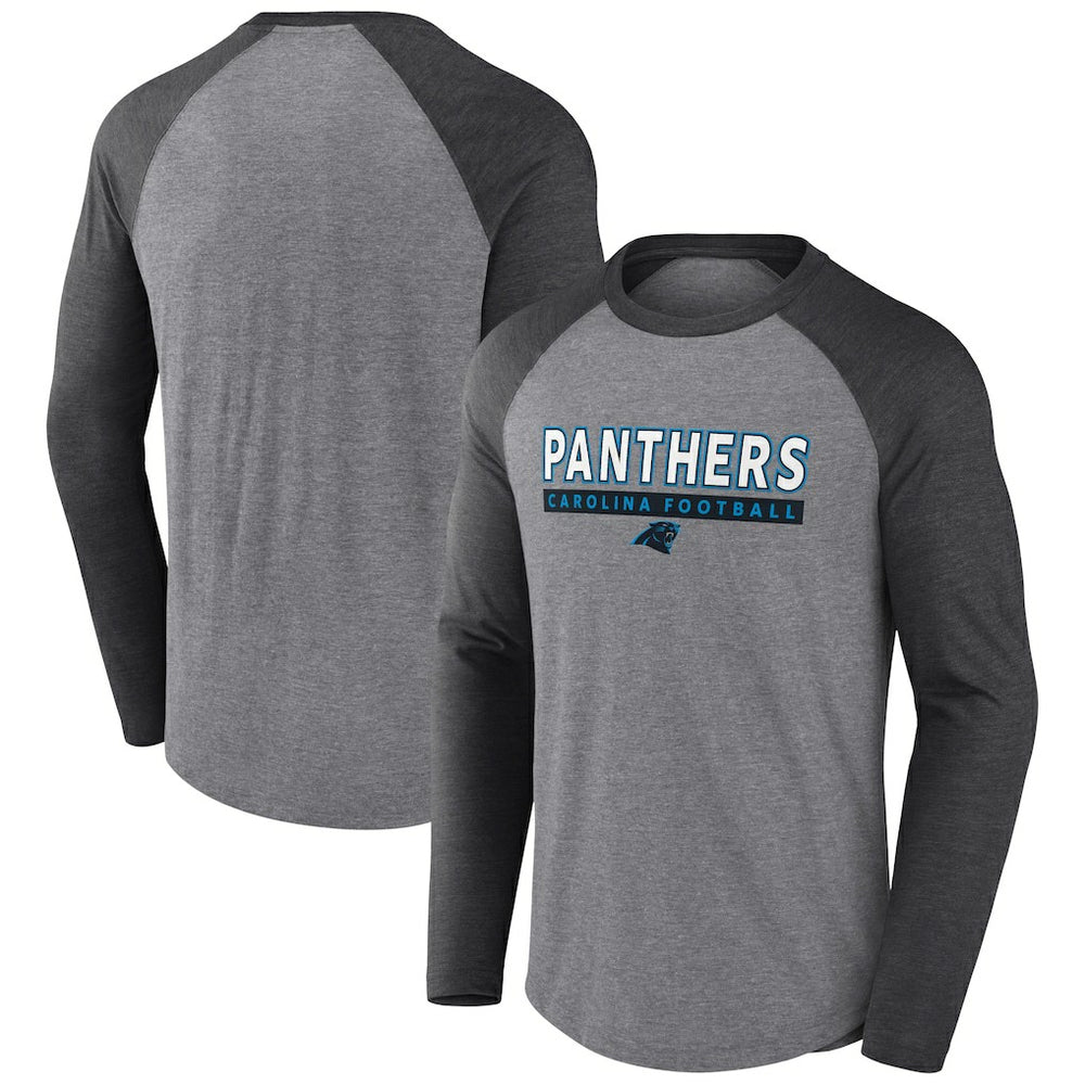 Carolina Panthers Tri-Blend Raglan Long Sleeve T-Shirt Heather Gray/Charcoal - Fanatics