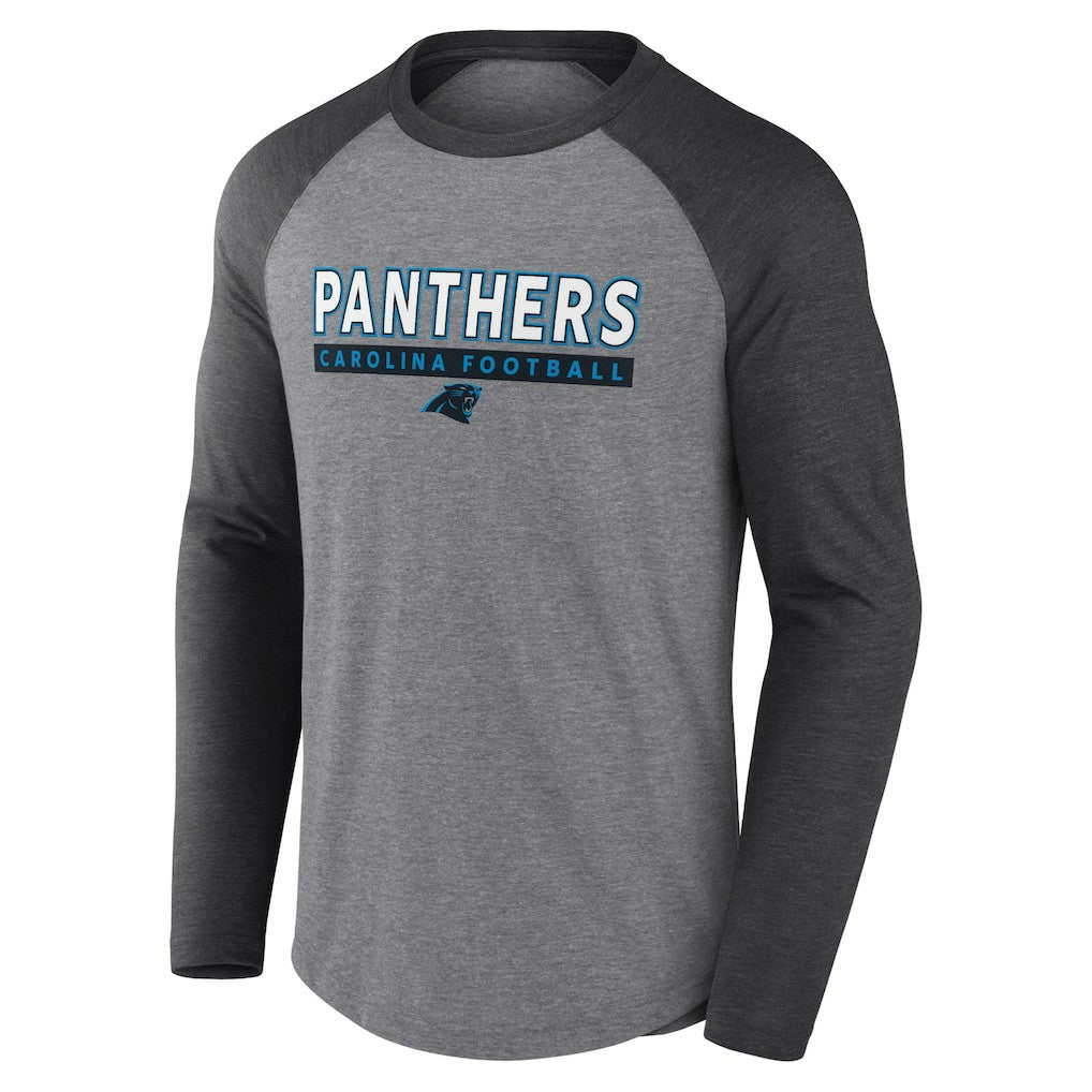 Carolina Panthers Tri-Blend Raglan Long Sleeve T-Shirt Heather Gray/Charcoal - Fanatics