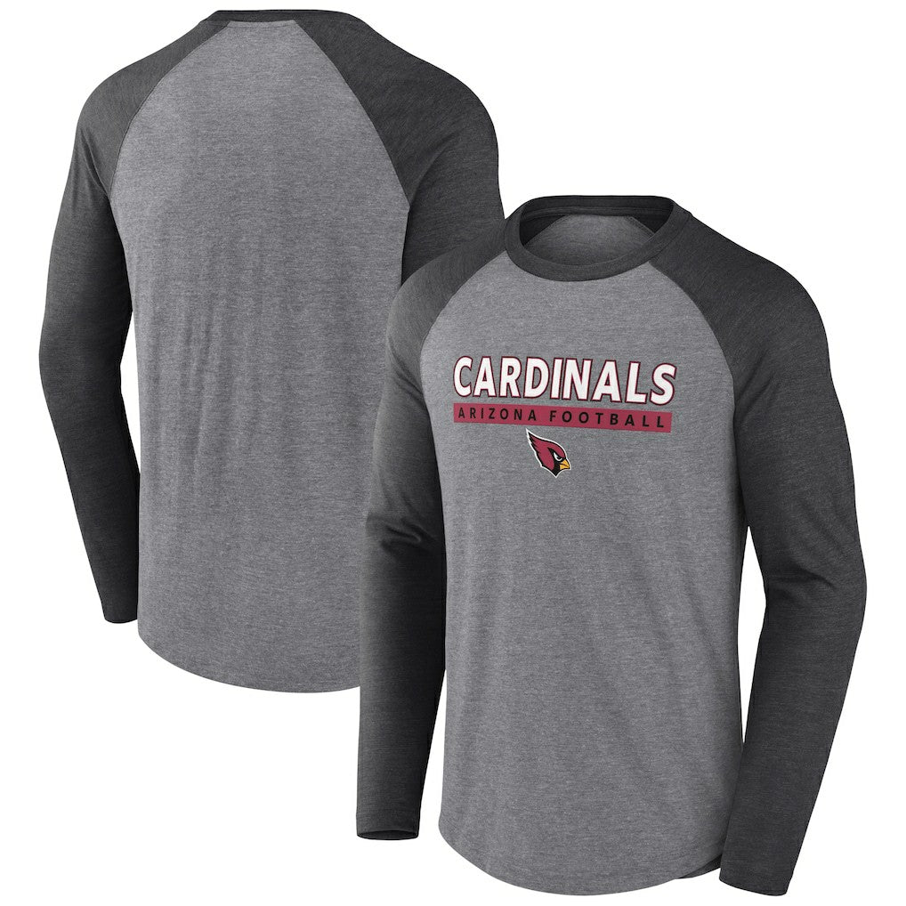 Arizona Cardinals Tri-Blend Raglan Long Sleeve T-Shirt Heather Gray/Charcoal - Fanatics