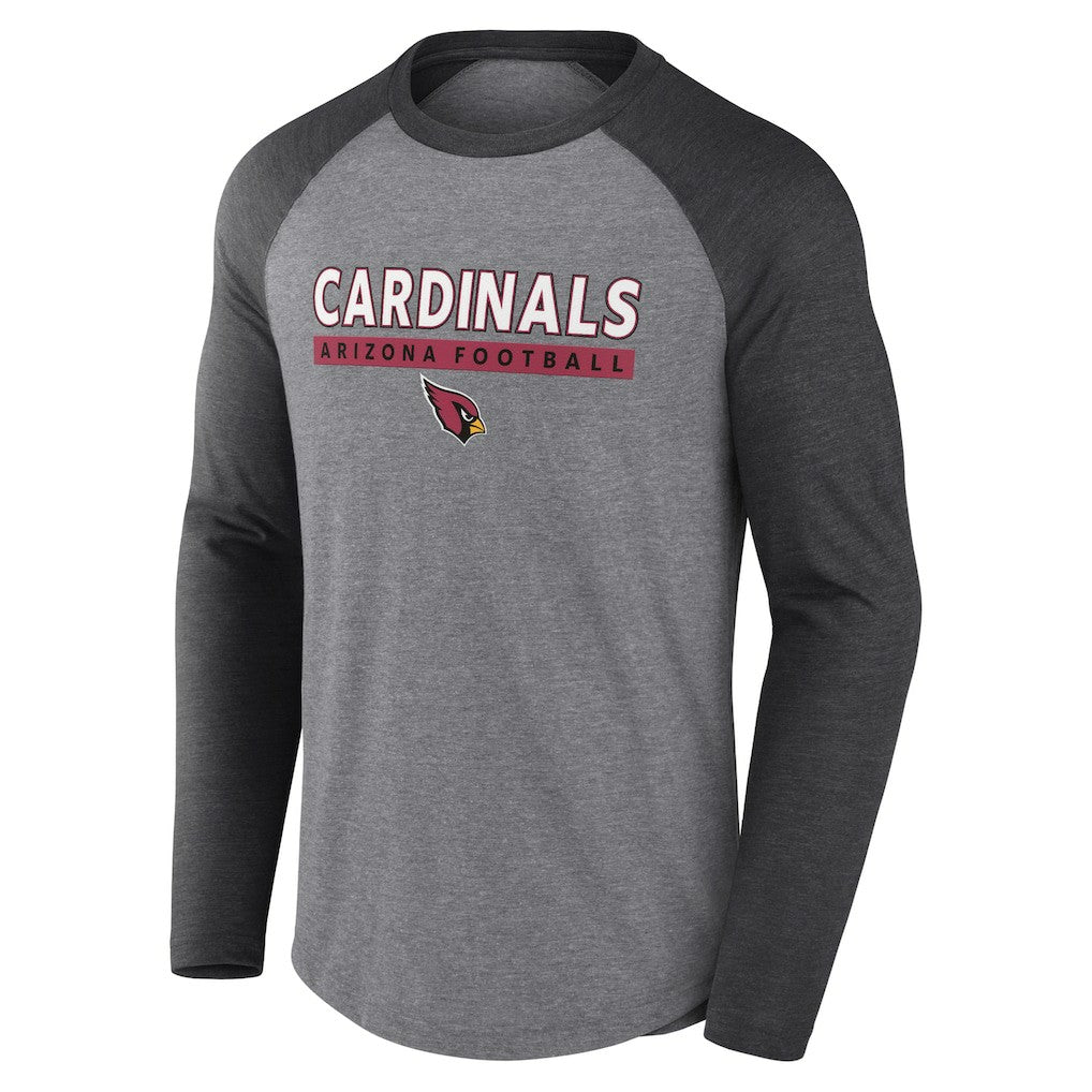 Arizona Cardinals Tri-Blend Raglan Long Sleeve T-Shirt Heather Gray/Charcoal - Fanatics