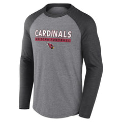 Arizona Cardinals Tri-Blend Raglan Long Sleeve T-Shirt Heather Gray/Charcoal - Fanatics