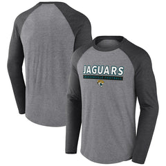 Jacksonville Jaguars Tri-Blend Raglan Long Sleeve T-Shirt Heather Gray/Charcoal - Fanatics