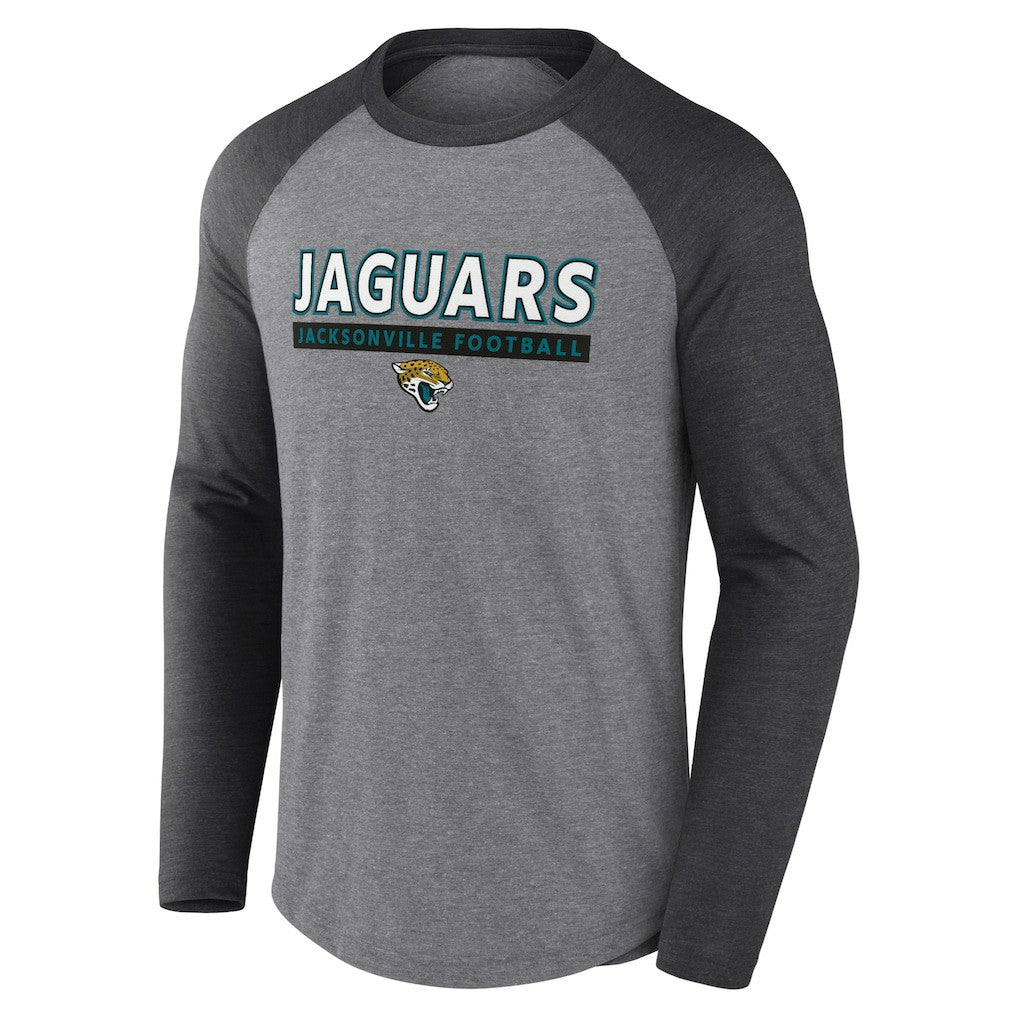 Jacksonville Jaguars Tri-Blend Raglan Long Sleeve T-Shirt Heather Gray/Charcoal - Fanatics