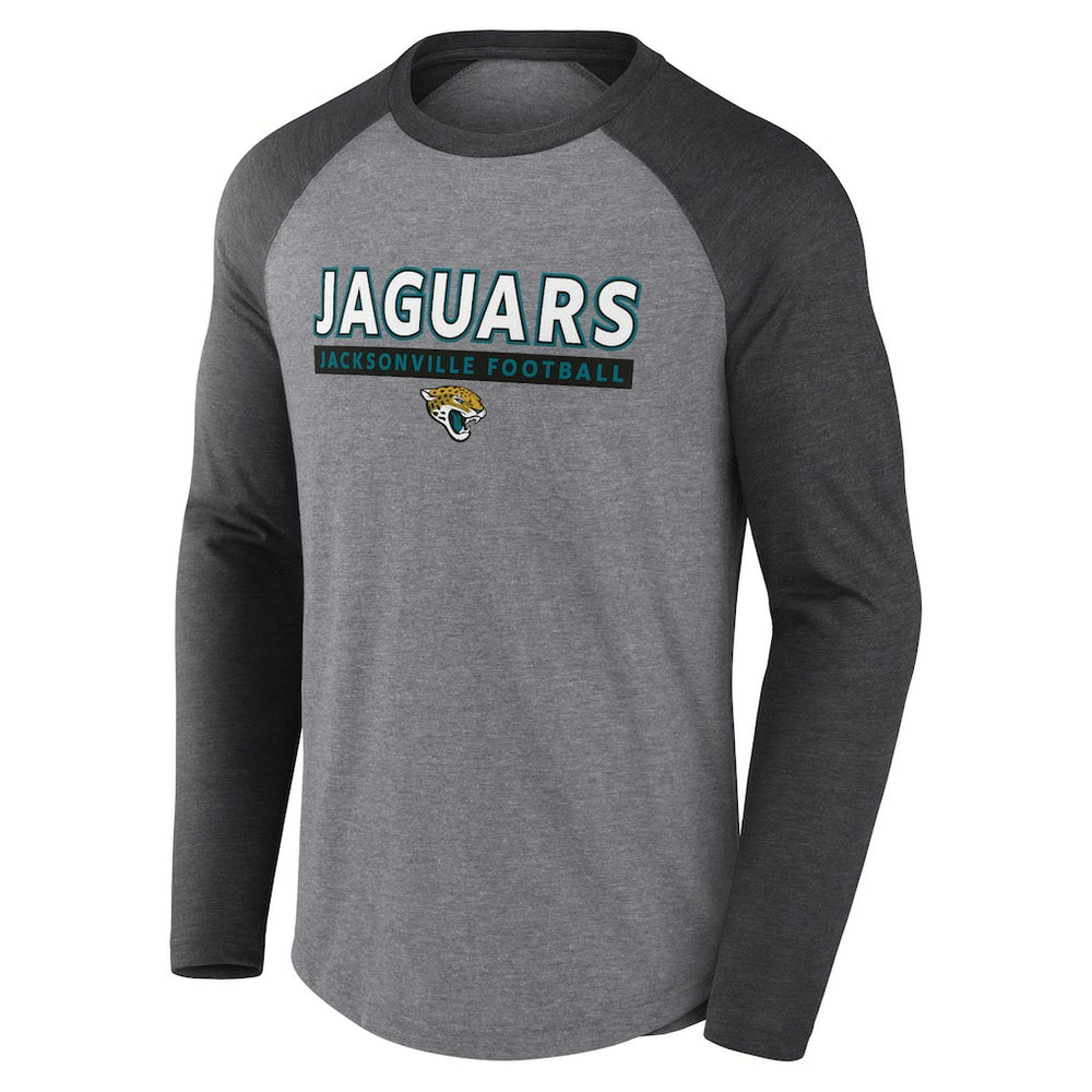 Jacksonville Jaguars Tri-Blend Raglan Long Sleeve T-Shirt Heather Gray/Charcoal - Fanatics