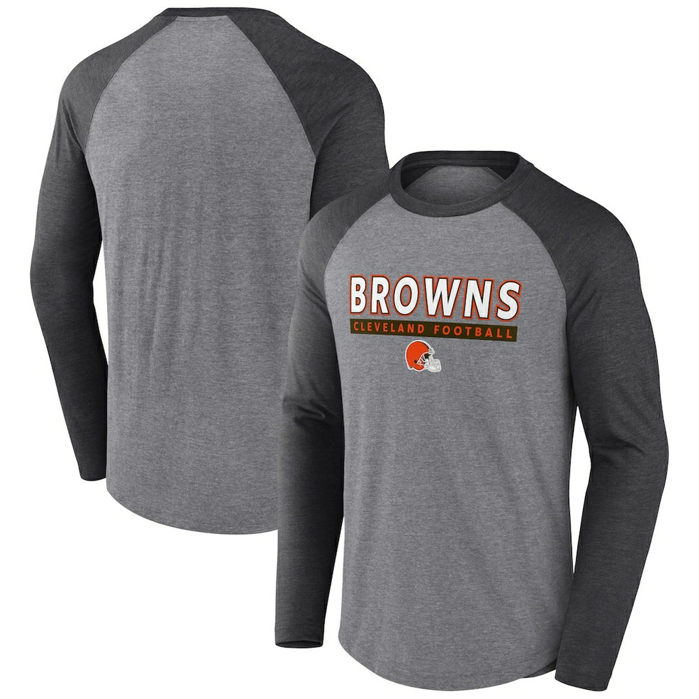 Cleveland Browns Tri-Blend Raglan Long Sleeve T-Shirt Heather Gray/Charcoal - Fanatics