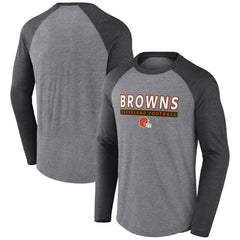 Cleveland Browns Tri-Blend Raglan Long Sleeve T-Shirt Heather Gray/Charcoal - Fanatics