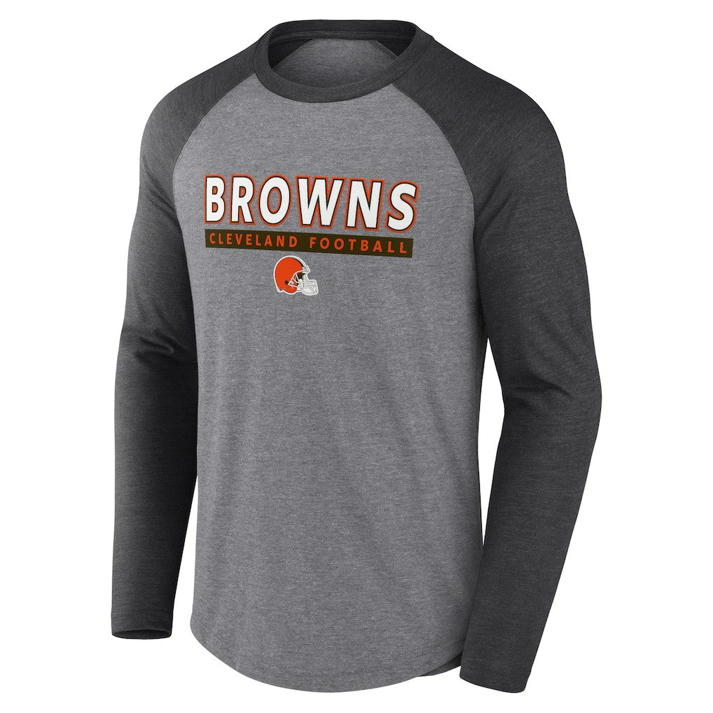 Cleveland Browns Tri-Blend Raglan Long Sleeve T-Shirt Heather Gray/Charcoal - Fanatics