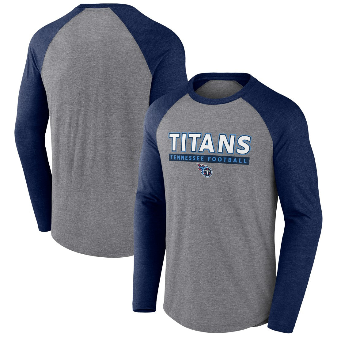 Tennessee Titans Tri-Blend Raglan Long Sleeve T-Shirt Heather Gray/Navy - Fanatics