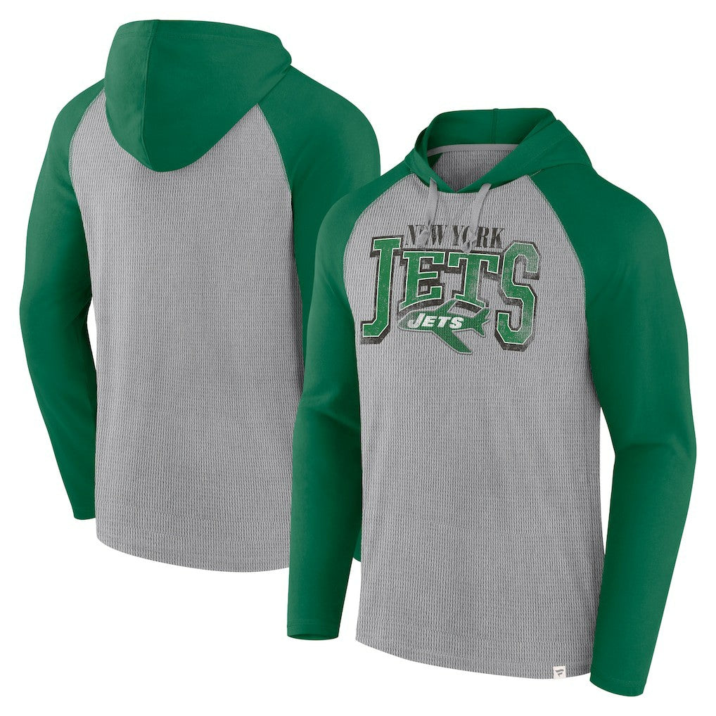 New York Jets Under Center Long Sleeve Hoodie T-Shirt Gray/Kelly Green - Fanatics