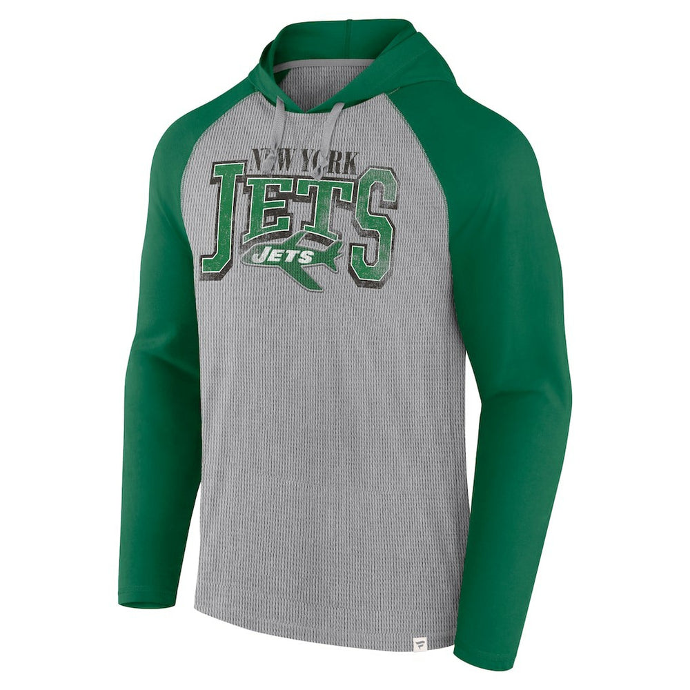 New York Jets Under Center Long Sleeve Hoodie T-Shirt Gray/Kelly Green - Fanatics