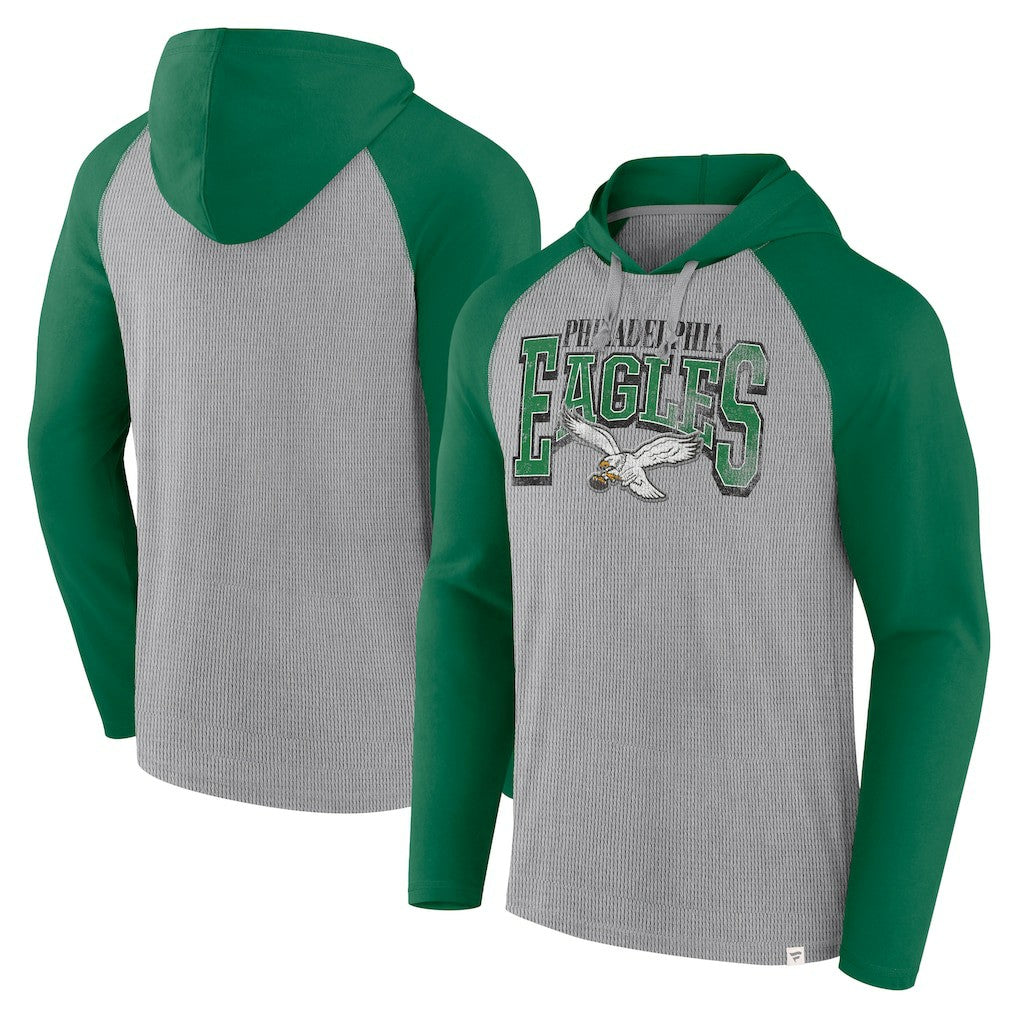 Philadelphia Eagles Under Center Long Sleeve Hoodie T-Shirt Gray/Kelly Green - Fanatics