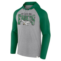 Philadelphia Eagles Under Center Long Sleeve Hoodie T-Shirt Gray/Kelly Green - Fanatics