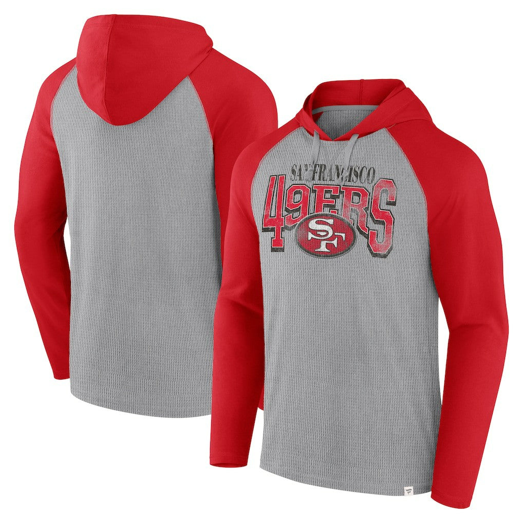 San Francisco 49ers Under Center Long Sleeve Hoodie T-Shirt Gray/Scarlet - Fanatics