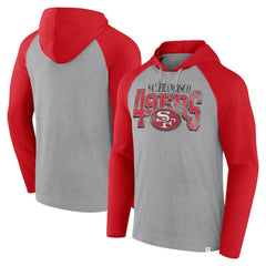 San Francisco 49ers Under Center Long Sleeve Hoodie T-Shirt Gray/Scarlet - Fanatics