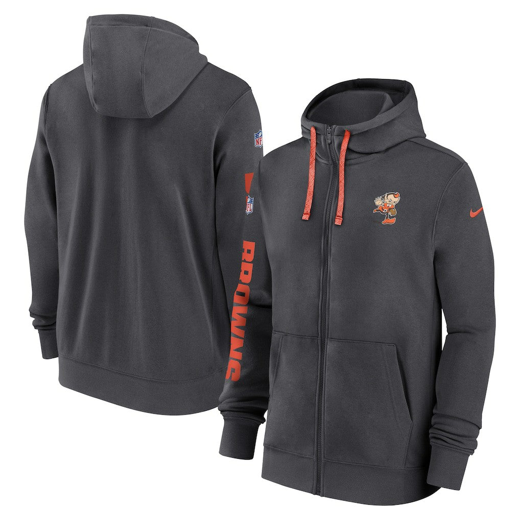 Cleveland Browns 2024 Sideline Club Full-Zip Hoodie Anthracite - Nike