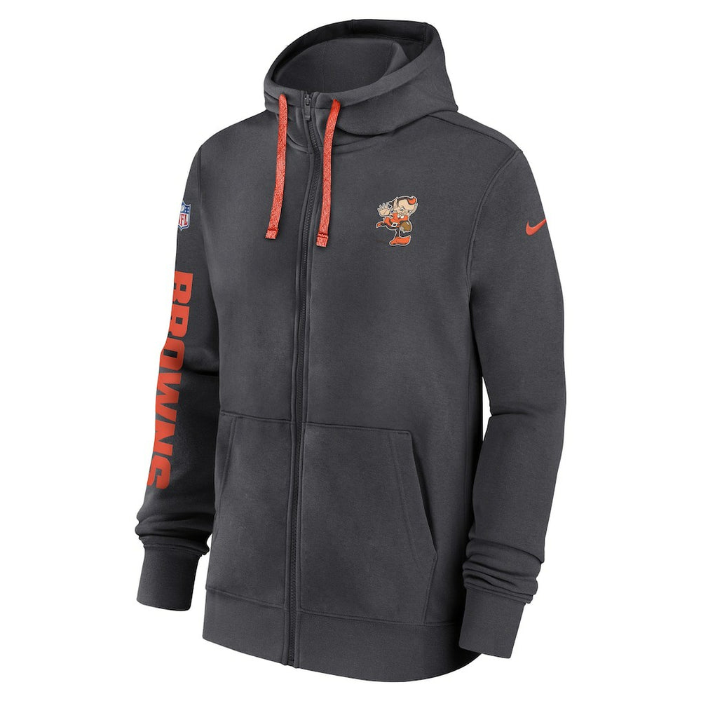 Cleveland Browns 2024 Sideline Club Full-Zip Hoodie Anthracite - Nike