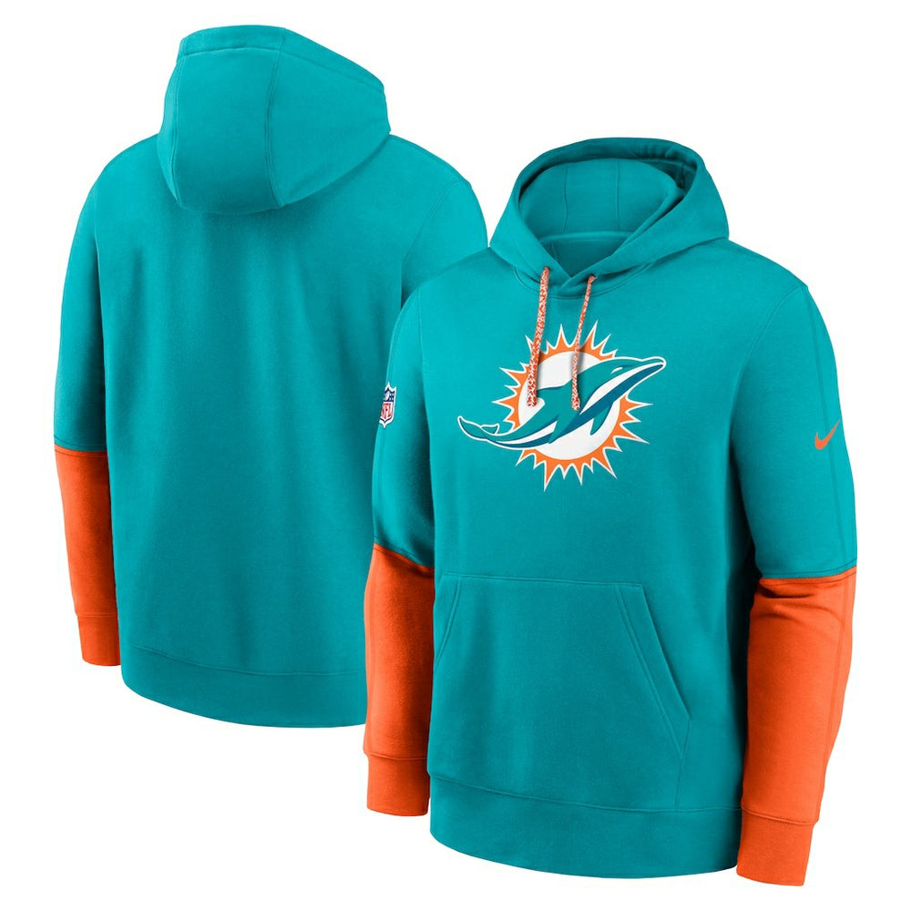Miami Dolphins 2024 Sideline Club Pullover Hoodie Aqua - Nike