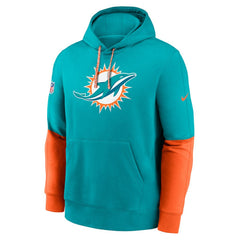 Miami Dolphins 2024 Sideline Club Pullover Hoodie Aqua - Nike
