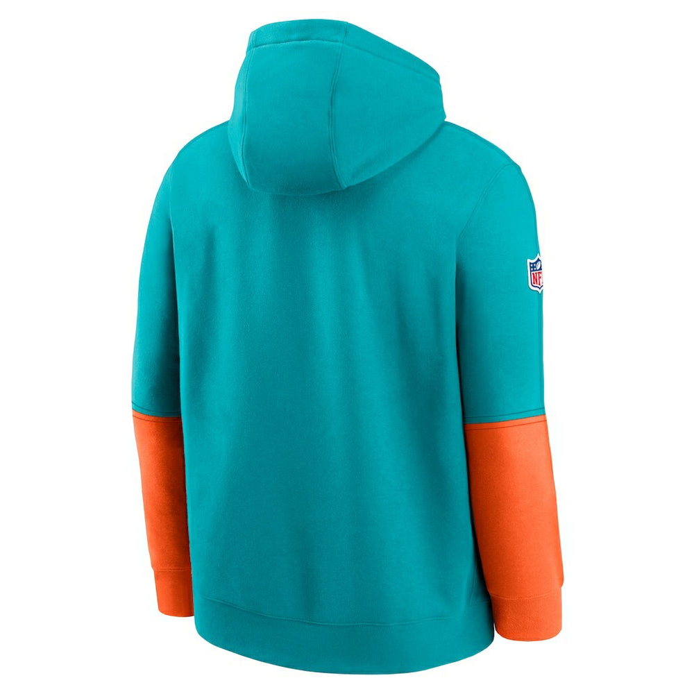 Miami Dolphins 2024 Sideline Club Pullover Hoodie Aqua - Nike