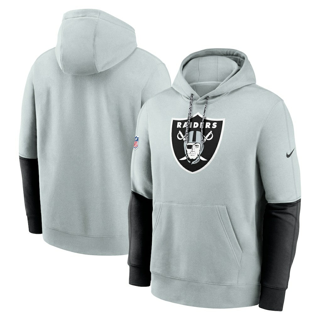 Las Vegas Raiders 2024 Sideline Club Pullover Hoodie Silver - Nike