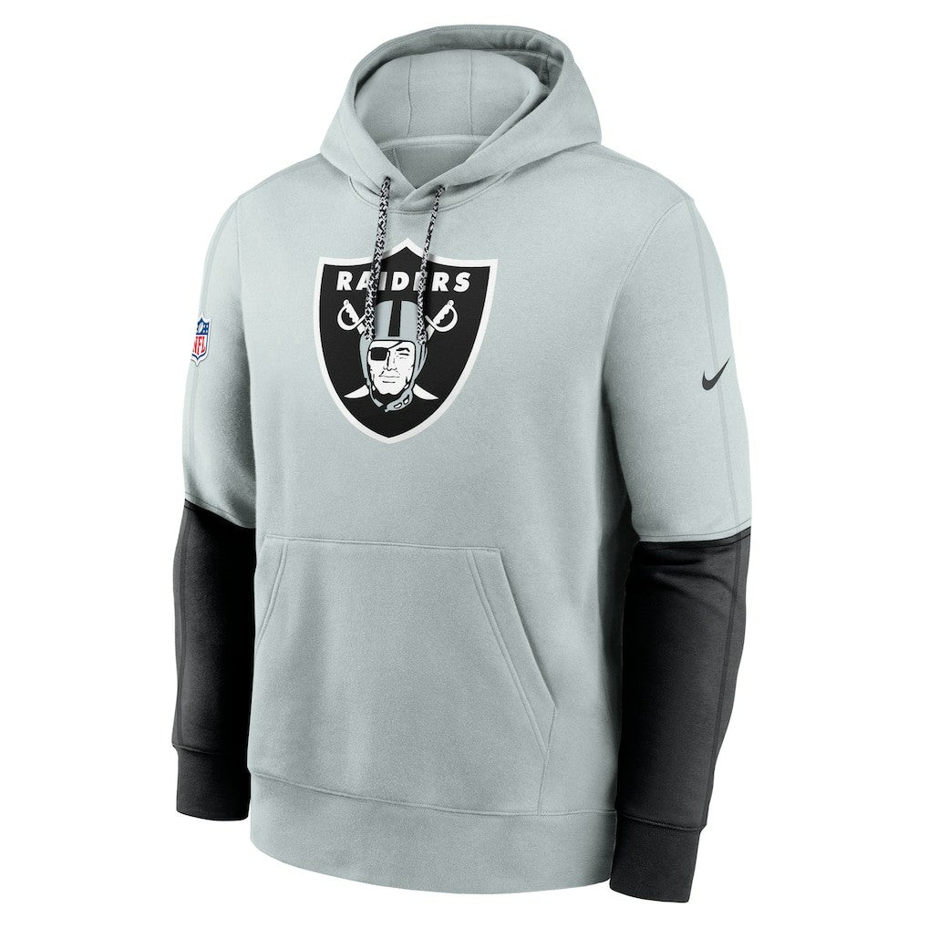 Las Vegas Raiders 2024 Sideline Club Pullover Hoodie Silver - Nike