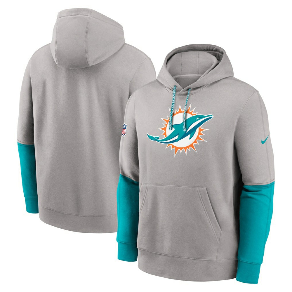 Miami Dolphins 2024 Sideline Club Pullover Hoodie Gray - Nike
