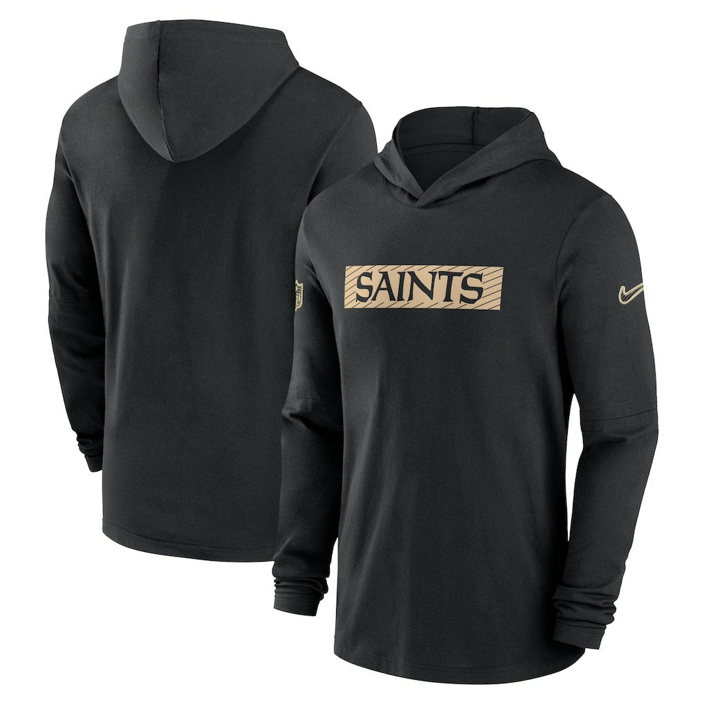 New Orleans Saints 2024/25 Sideline Performance Long Sleeve Hoodie T-Shirt Black - Nike