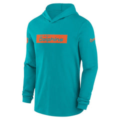 Miami Dolphins 2024/25 Sideline Performance Long Sleeve Hoodie T-Shirt Aqua - Nike