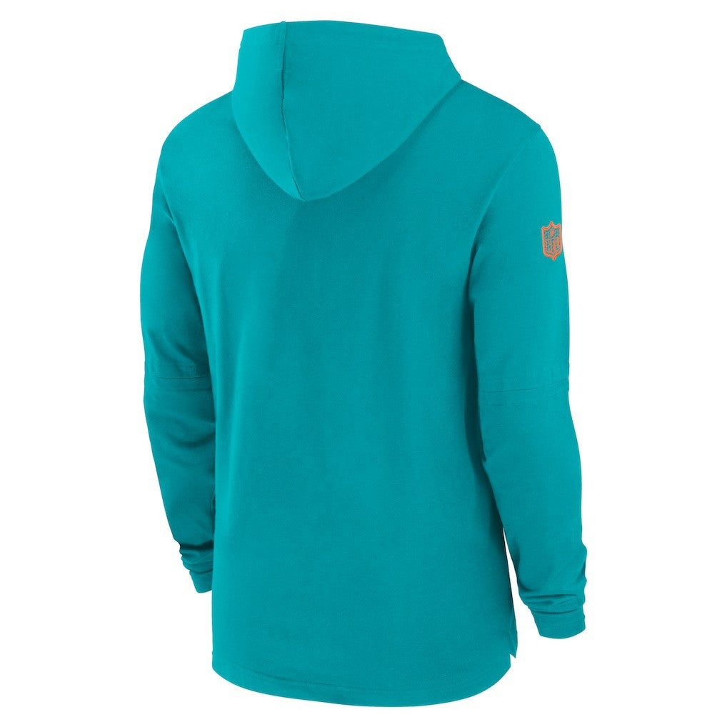 Miami Dolphins 2024/25 Sideline Performance Long Sleeve Hoodie T-Shirt Aqua - Nike