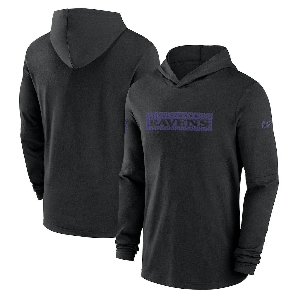 Baltimore Ravens 2024/25 Sideline Performance Long Sleeve Hoodie T-Shirt Black - Nike
