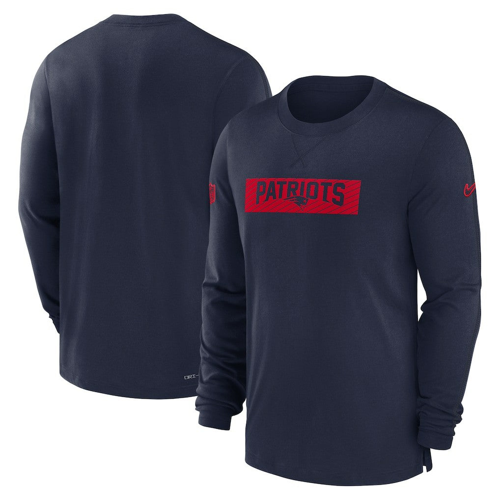 New England Patriots Sideline Player Performance Long Sleeve T-Shirt Navy - Nike