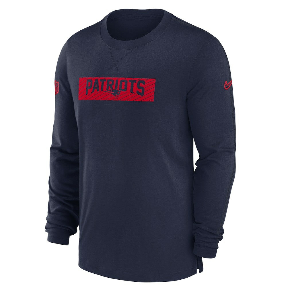 New England Patriots Sideline Player Performance Long Sleeve T-Shirt Navy - Nike